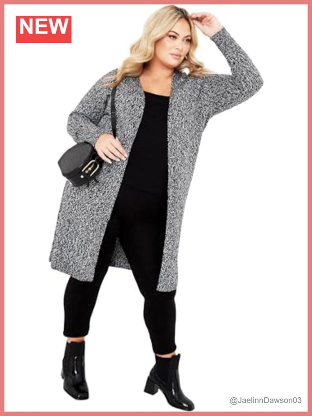 Plus Size Charmed Longline Open Front Cardigan Sweater Stretch Knit